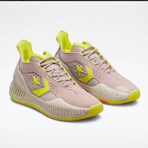 Converse Women's Pink and Neon Yellow Sneakers